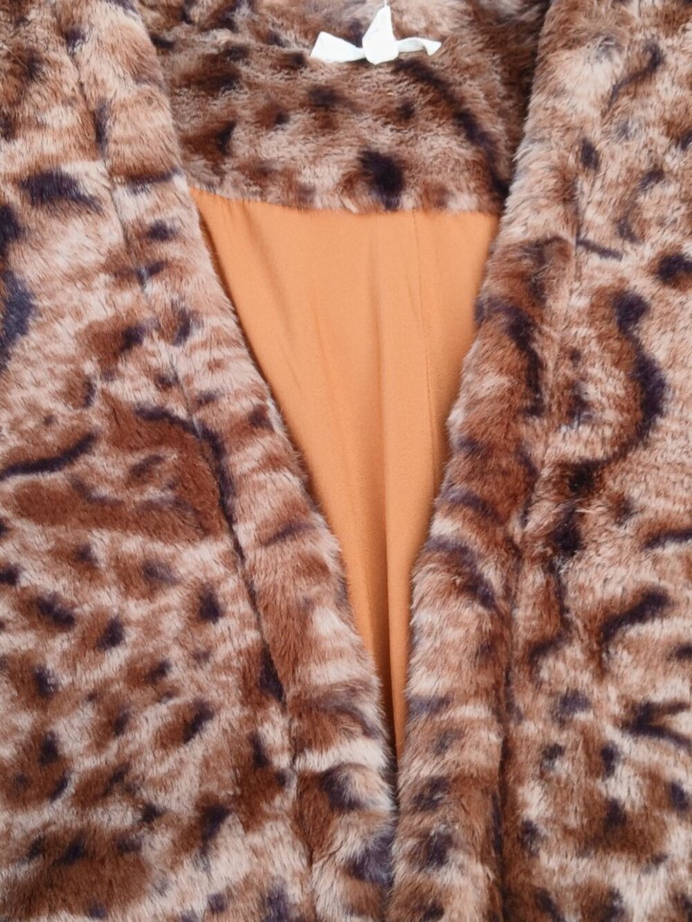 Mystree Womens Brown Leopard Print Faux Fur Jacket Size M Pockets Cozy Teddy - Picture 8 of 16